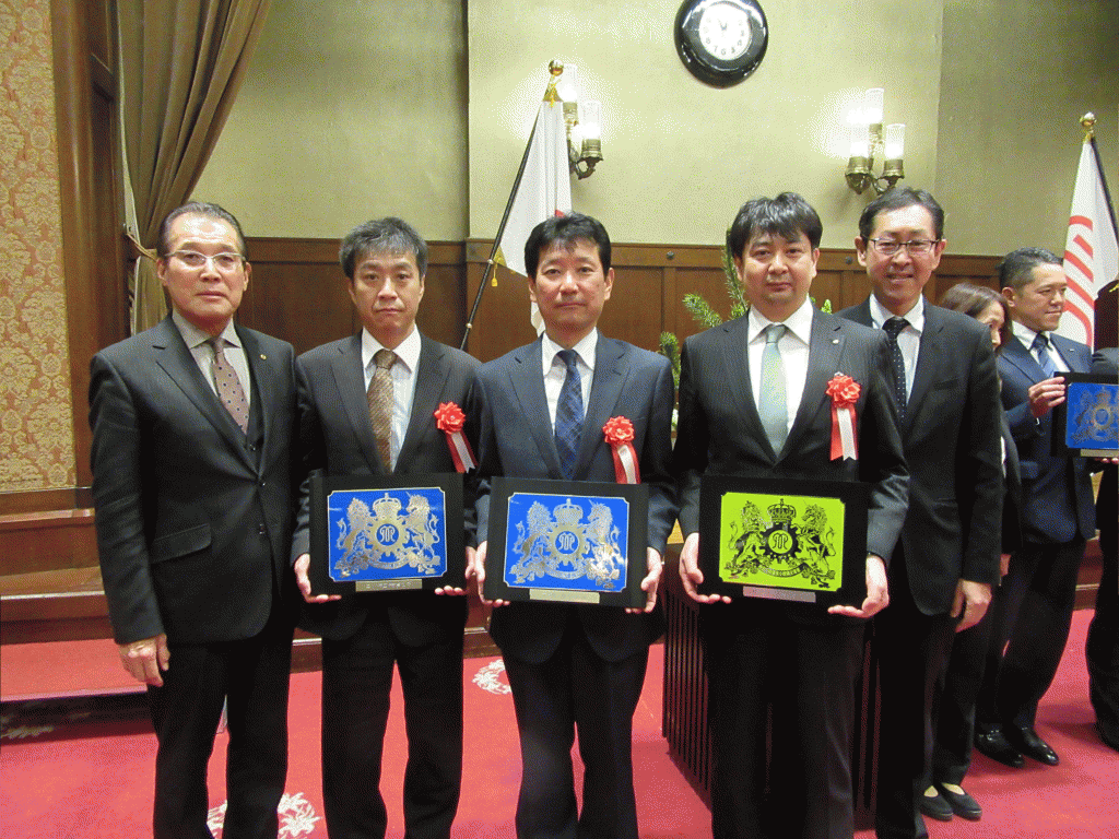 （左から）座間専務理事、大坪社長、山口社長、藤本社長、橋元社長（SIC）